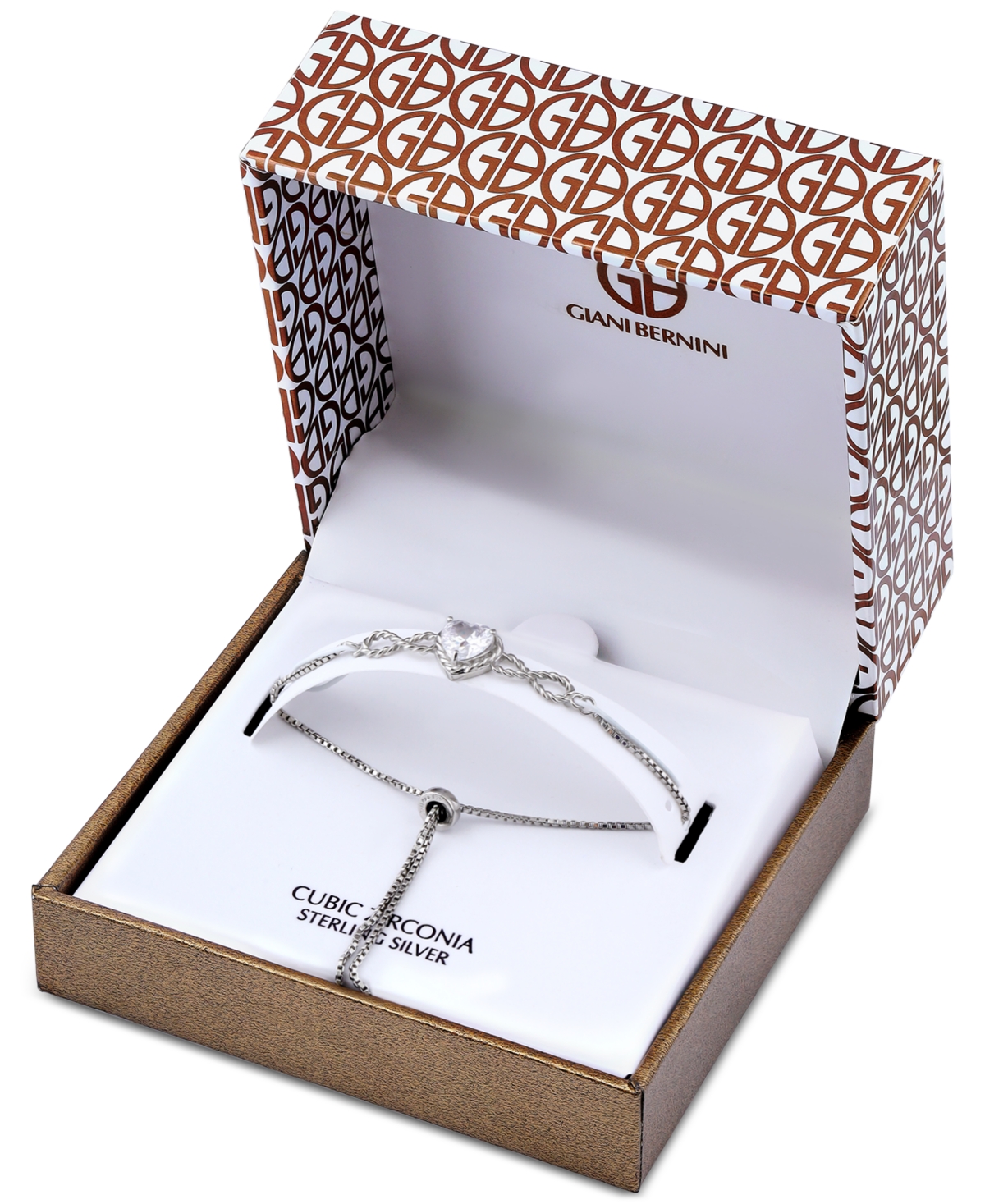 GIANI BERNINI HEART CUBIC ZIRCONIA INFINITY LINK BOLO BRACELET (1-7/8 CT. T.W.) IN 18K GOLD OVER STERLING SILVER,  