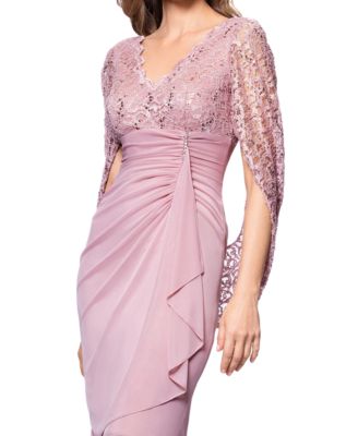 Betsy & Adam Women's Lace Drape-Back Ruched Dress - Macy's