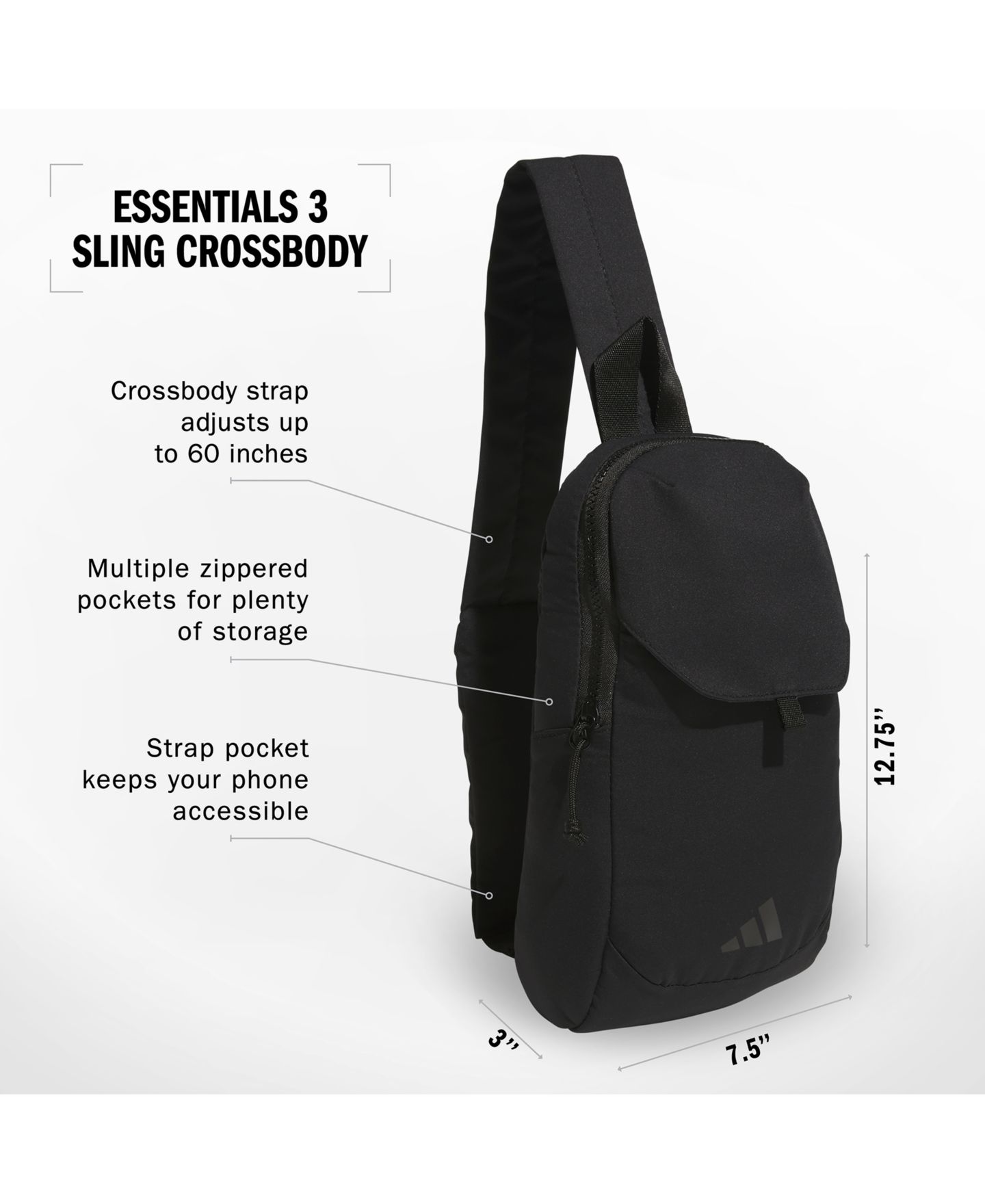 Мужская сумка adidas Essentials 3 Lightweight Sling, цвет: Чёрный — фото 7