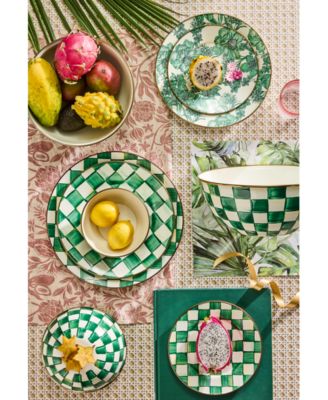 Mackenzie-childs Mackenzie Childs Emerald Check Dinnerware Serveware Collection
