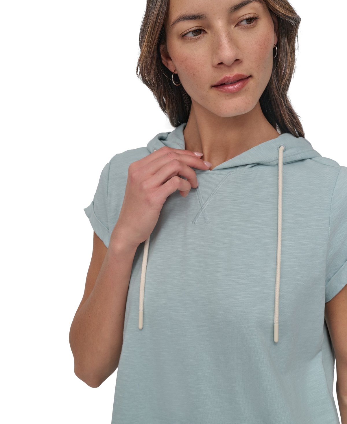 Shop Dkny Sport Women's Roll-sleeve Hooded Sneaker Dress