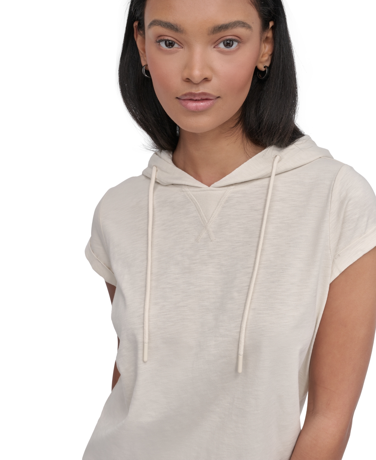 DKNY SPORT WOMEN'S ROLL-SLEEVE HOODED SNEAKER DRESS 