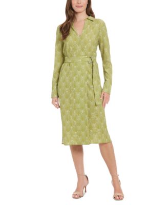 London Times - Petite Printed Faux-Wrap Dress