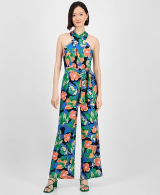 Tahari - Women's Twist Halter-Neck Jersey Jumpsuit
