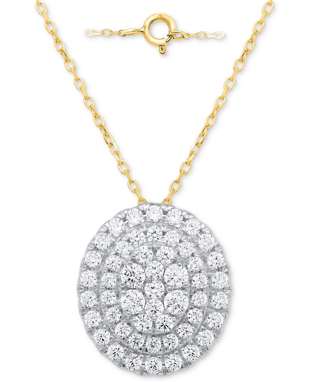 Forever Grown Diamonds Lab Grown Diamond Double Halo Cluster 18" Pendant Necklace (2 Ct. T.w.) In Sterling Silver Or 14k Go In Gold-plated Sterling Silver