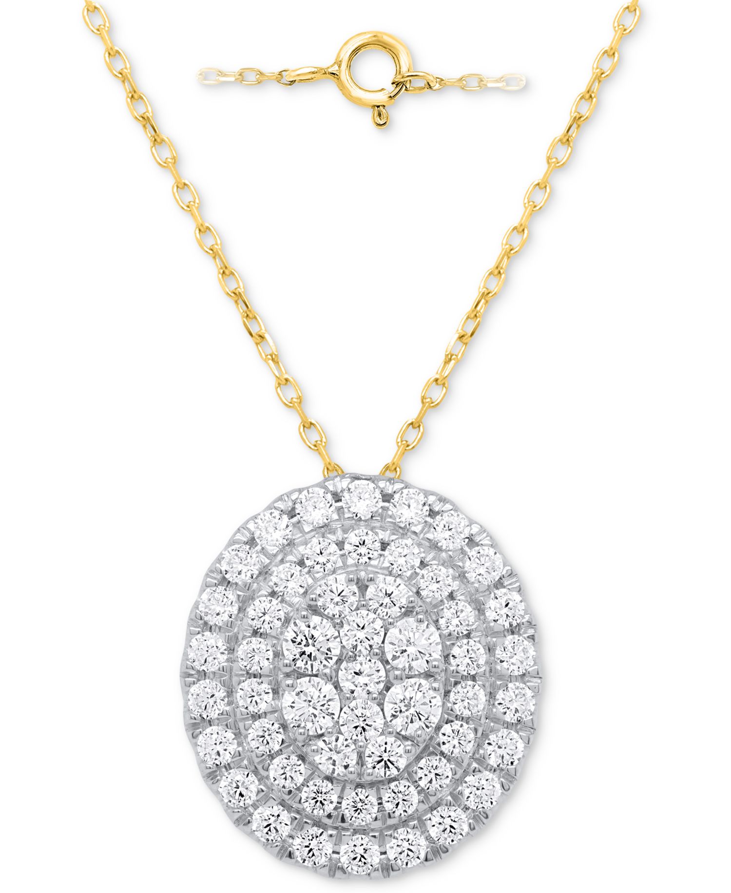 Lab Grown Diamond Double Halo Cluster 18" Pendant Necklace (2 ct. t.w.) in Sterling Silver or 14k Gold-Plated Sterling Silver
