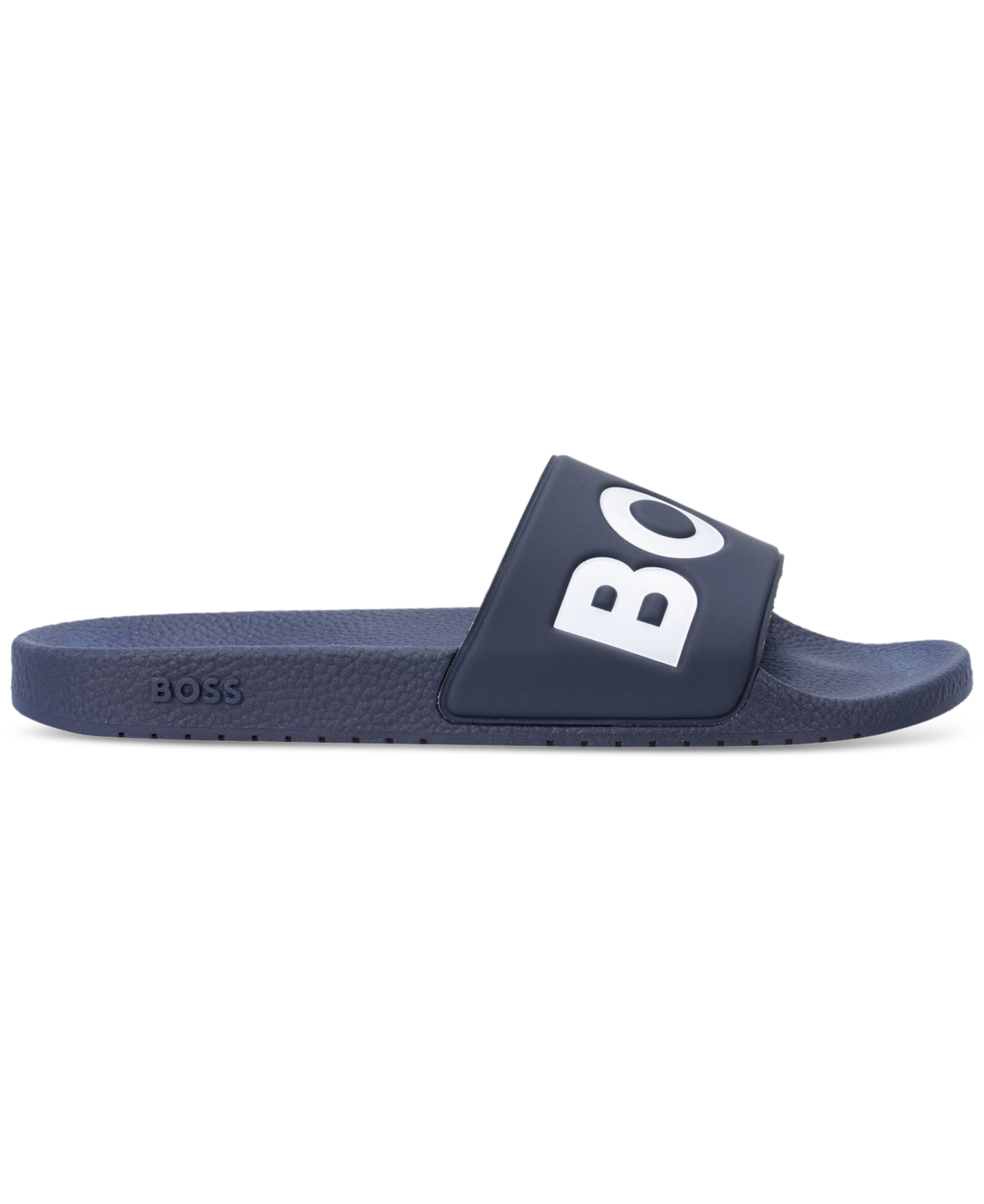 Hugo Boss Italian-made Slides With Raised Logo In Dark Blue