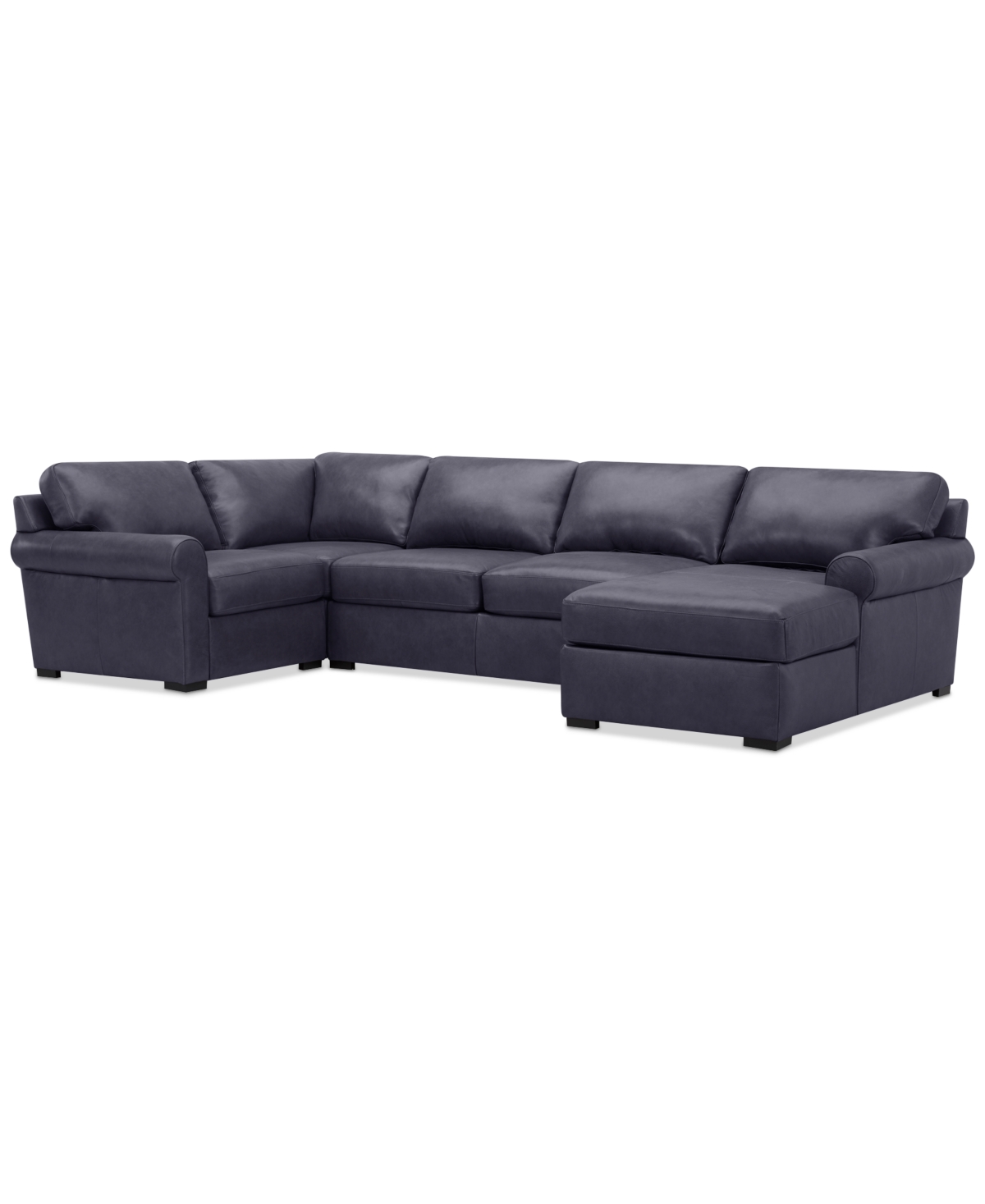 Macy's Radley Roll Arm 139" 4-pc. Leather Square Corner Chaise Sectional, Exclusively At