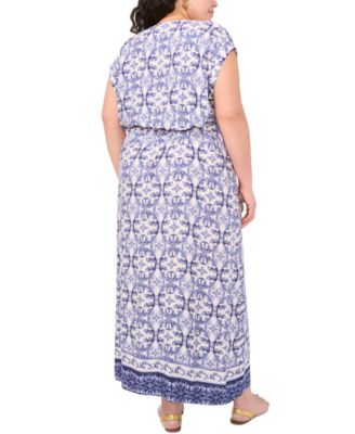 Plus Size Printed Faux-Wrap Maxi Dress, Exclusively at Macy's