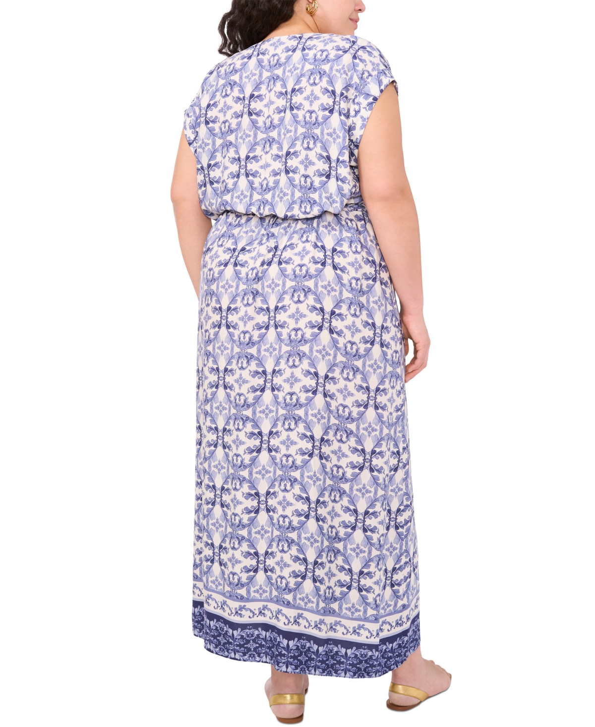 Vince Camuto Surplice Neck Tie Belt Midi Dress In Navy Dream