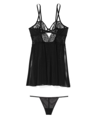 Plus Size Rae Unlined Babydoll & G-String Set Lingerie