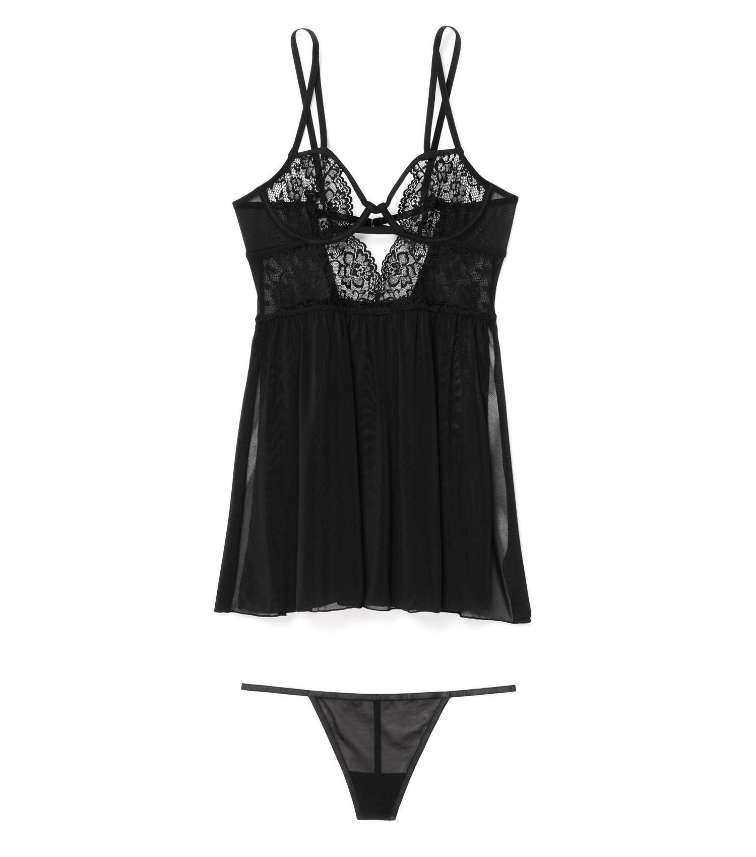 Plus Size Rae Unlined Babydoll and G-String Set Lingerie