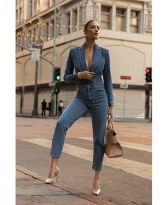 Women's Medium Wash Dominica Structured Denim Bodysuit
