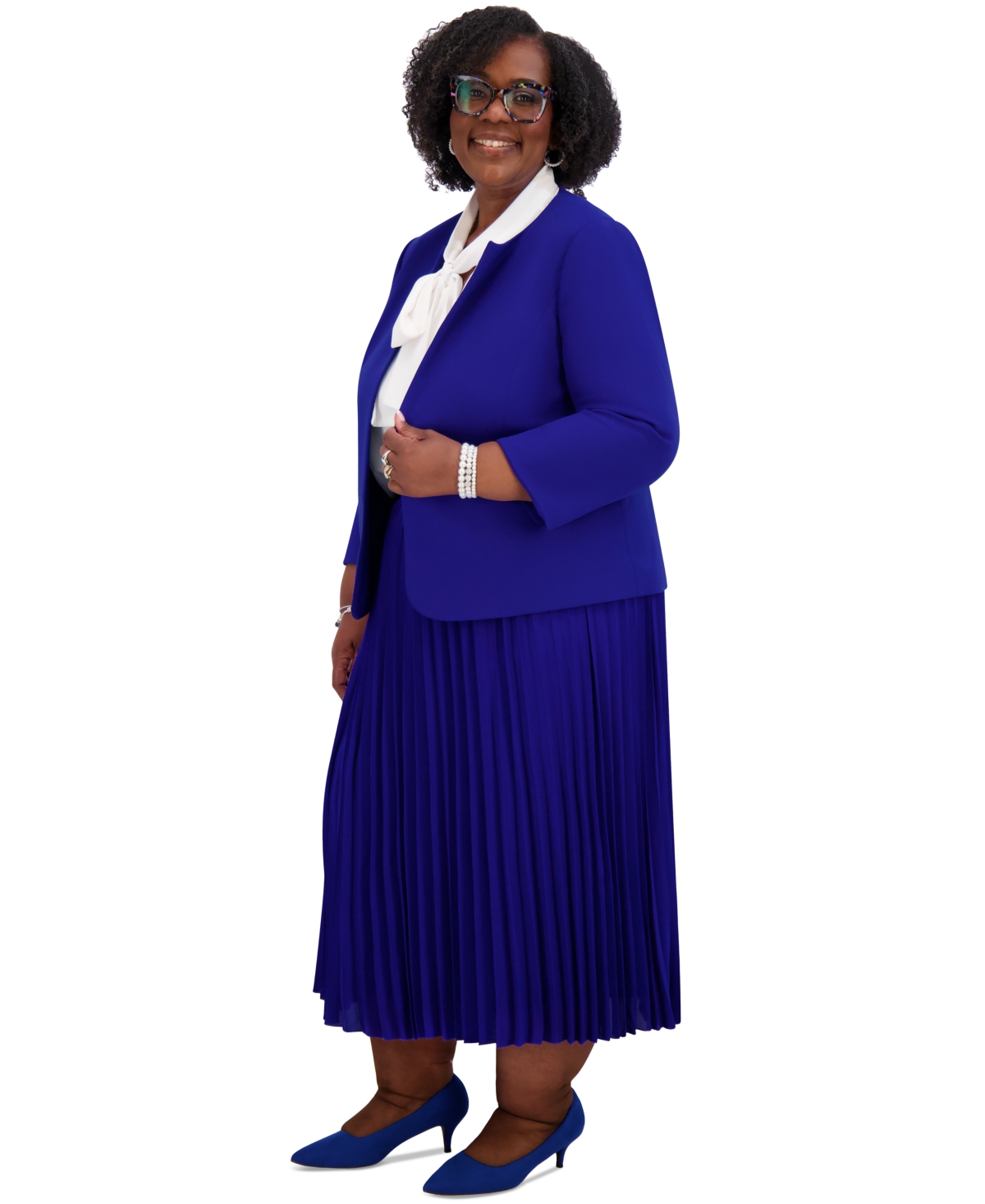 Kasper Women's Pleated Midi Skirt, Regular & Plus Sizes In Blue
