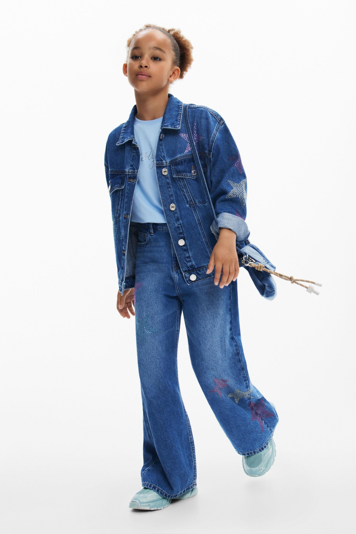 Desigual Girls Girls's Denim jacket with strass - Medium blue