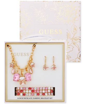 Mixed Stone Butterfly Statement Necklace, Drop Earrings & 3-Pc. Stretch Bracelet Set