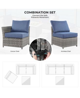 12 Pieces Outdoor Furniture Patio Sectional Sofa,No Assembly Required PE Wicker Conversation Sets with Armchairs,Ottomans and Coffee Table