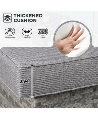 13 Pieces Outdoor Furniture Patio Sectional Sofa,No Assembly Required PE Wicker Conversation Sets with 42" Fire Pit,Armchairs,Ottomans and Coffee Table for Garden Poolside Backyard