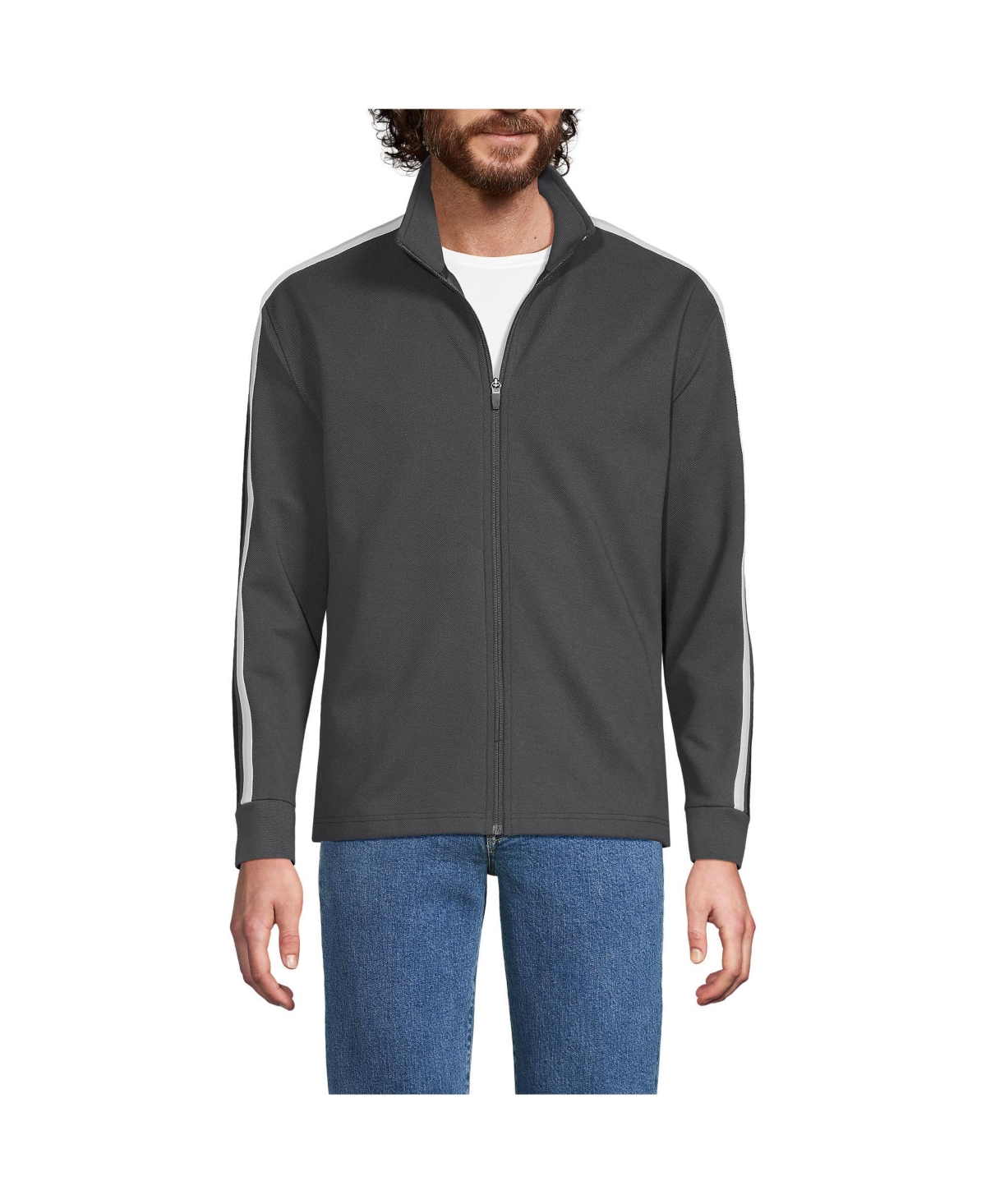 Men's Long Sleeve Knit Twill Track Full Zip - Inkwell gray