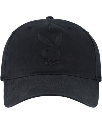 Men's and Women's Black Playboy Embossed Logo Adjustable Hat