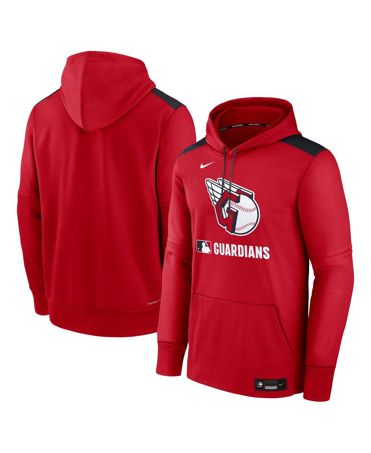 Nike Men's Cleveland Guardians Authentic Collection  Therma Mlb Pullover Hoodie In Red