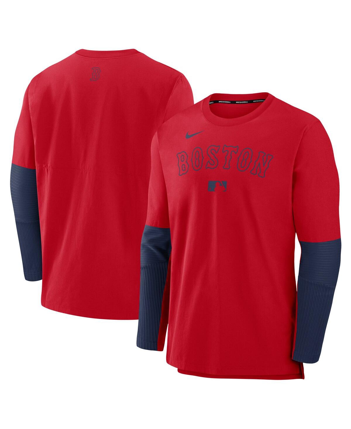 Nike Men's Red/navy Boston Red Sox Authentic Collection Lightweight Player Tri-blend Performance Pullover In Red,navy