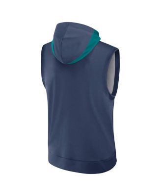 Men's Navy Seattle Mariners Authentic Collection Performance Sleeveless Pullover Hoodie