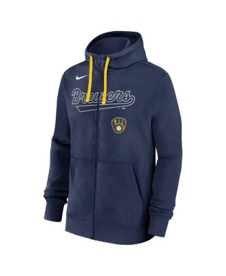 Men's Navy Milwaukee Brewers Knockout Script Full-Zip Hoodie