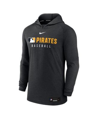 Men's Heather Black Pittsburgh Pirates Authentic Collection Tri-Blend Performance Pullover Hoodie