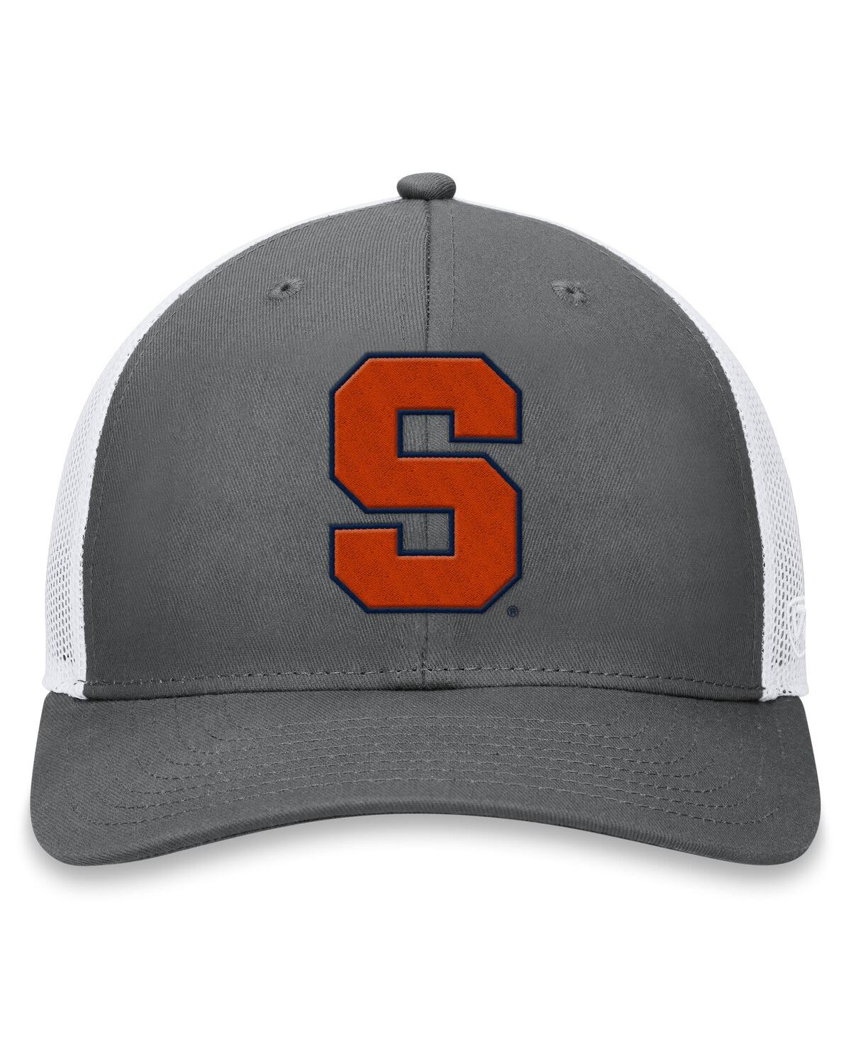 Top Of The World Men's Gray/white Syracuse Orange Victory Baseline Trucker Adjustable Hat In Gray,white