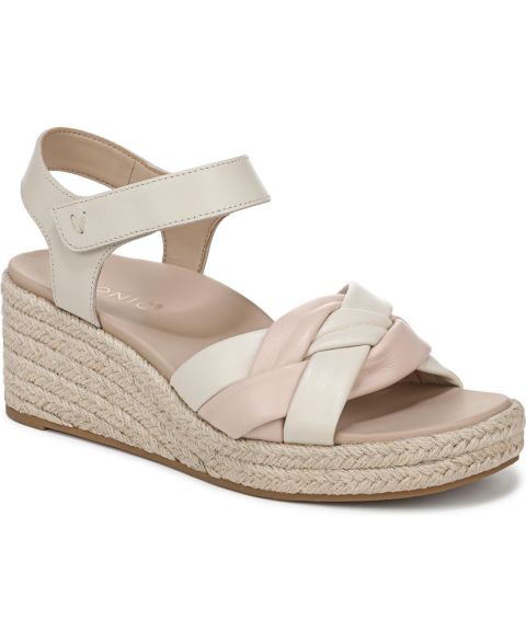 Женские сандалии Vionic Saratoga Espadrille, цвет: Кремовый / Розовый кожаный