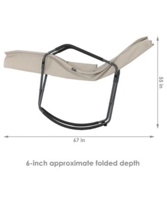 Outdoor Folding Rocking Chaise Lounge Chair with Headrest Pillows - Beige - 2pk