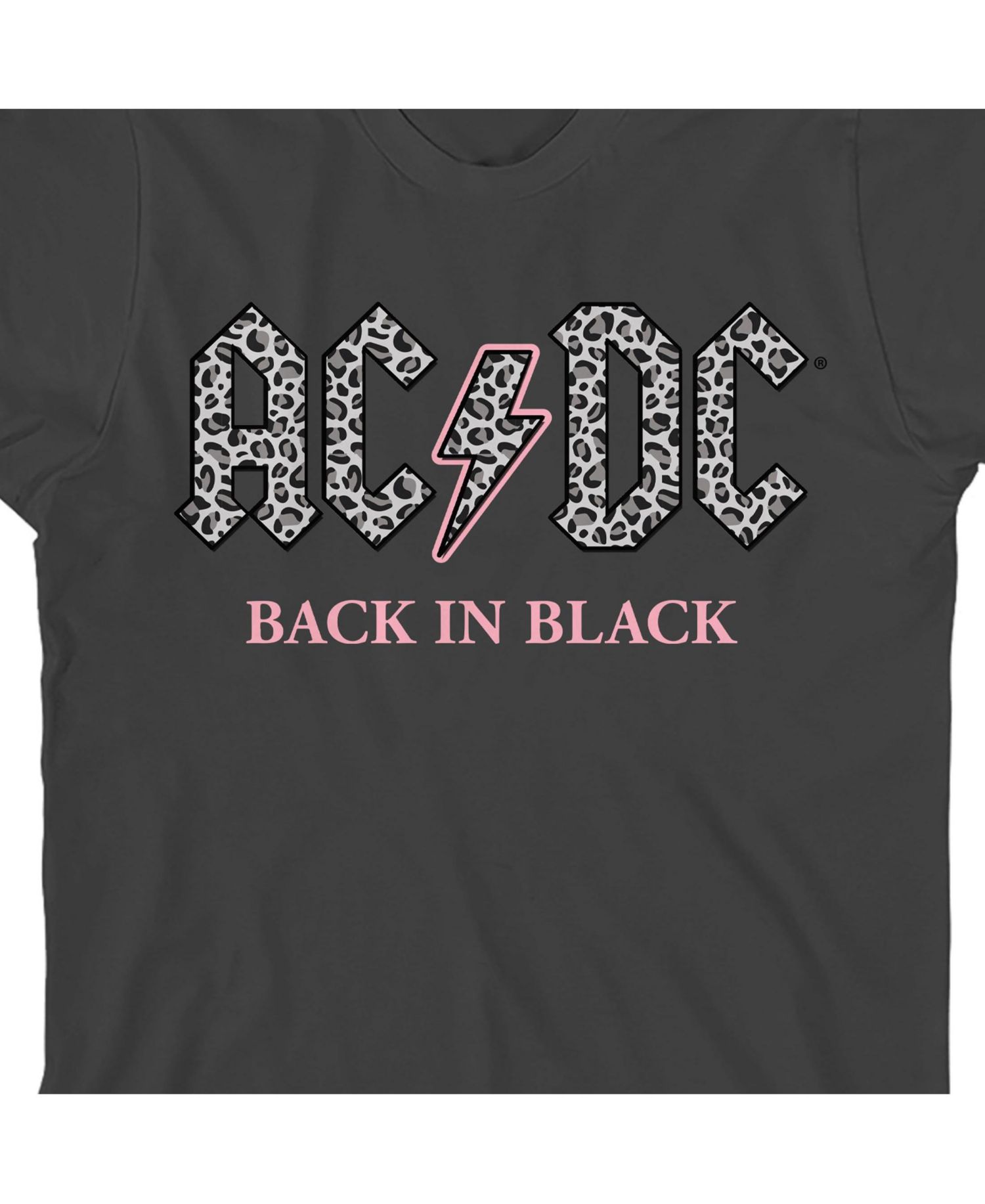 Back In Black Gray Leopard Print Logo Crew Neck Short Sleeve Girl's Black