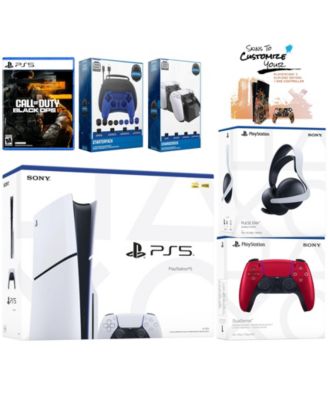 PlayStation 5 Slim Disc PS5 with Call of Duty: Black Ops 6, Extra Galactic Purple Controller, Pulse Elite Headset, Gamer Starter Pack, Dual Charg