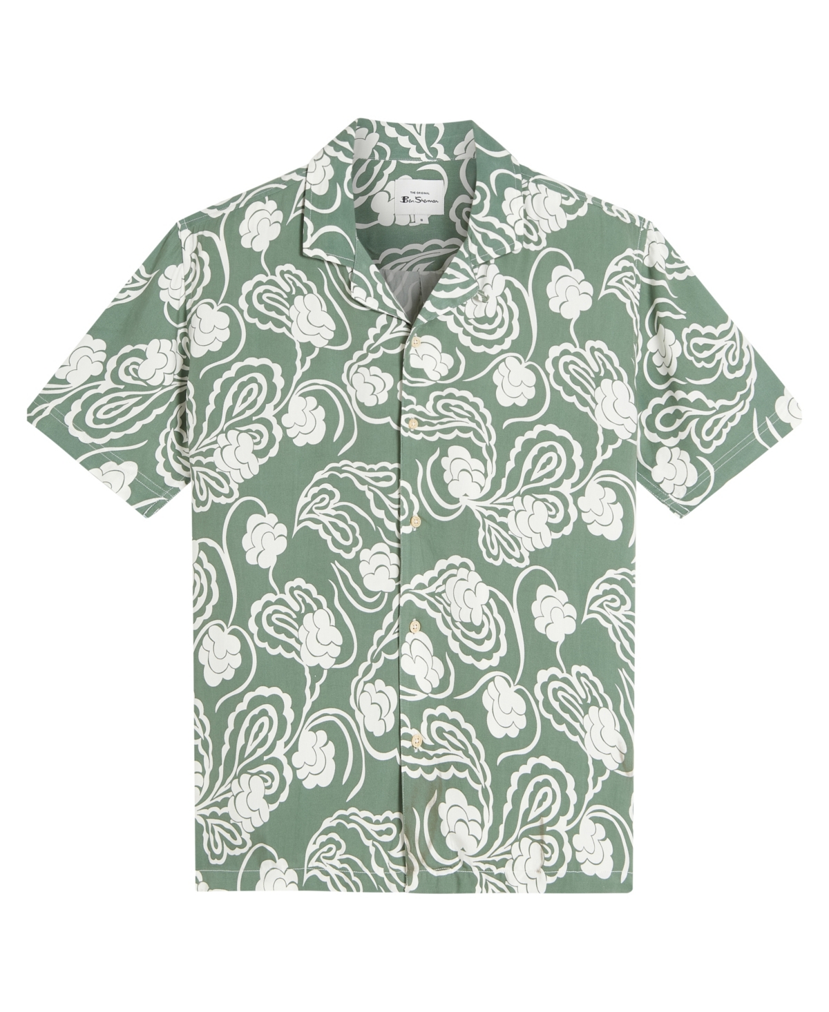 Ben Sherman Men's Paisley Swirl Print Short Sleeve Shirt In Pale Khaki