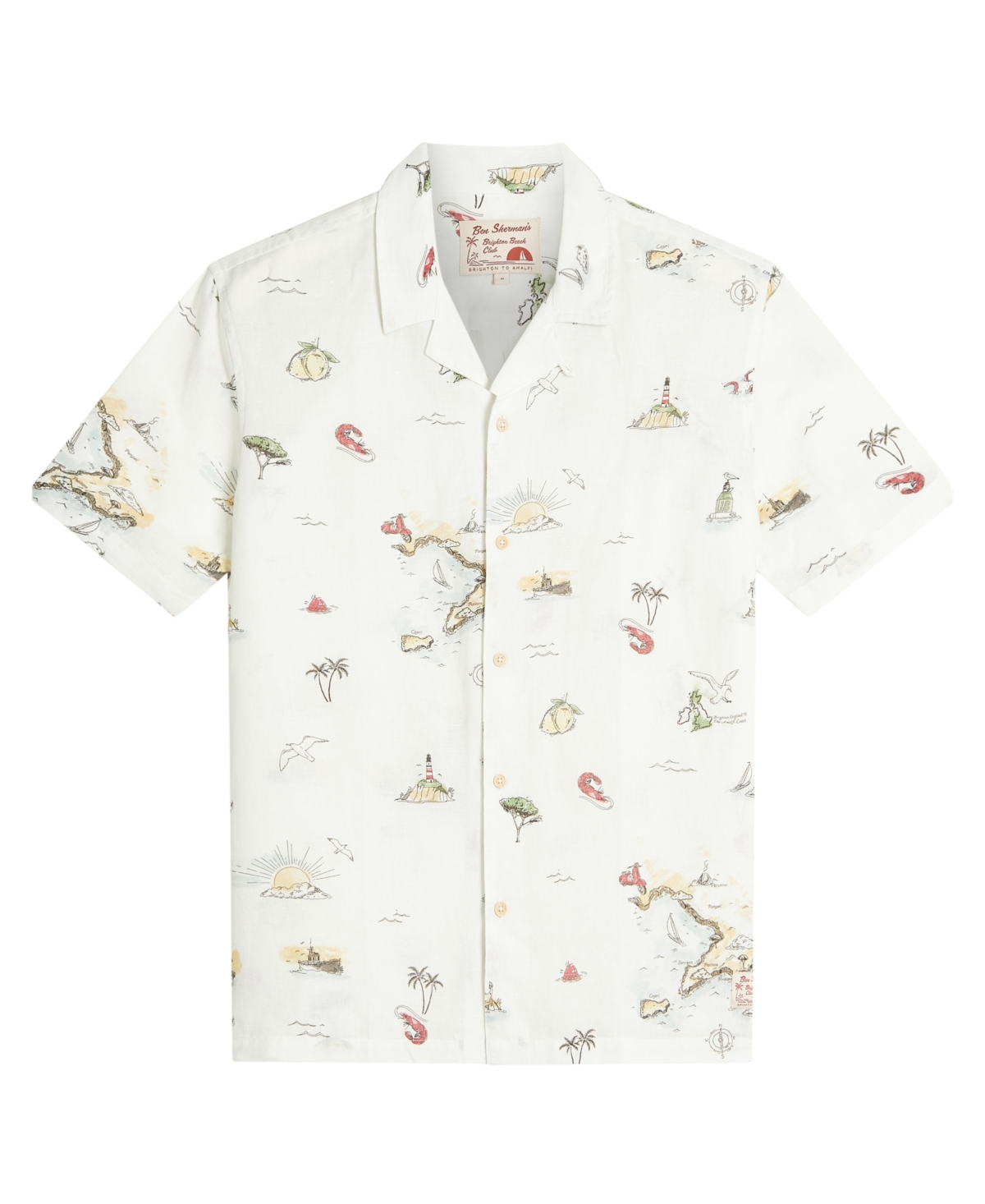 Men's Brighton To Amalfi Print Short Sleeve Shirt - Snow white