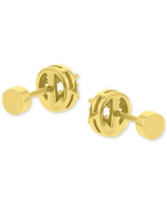Cubic Zirconia Halo Screw Back Stud Earrings in 14k Gold-Plated Sterling Silver