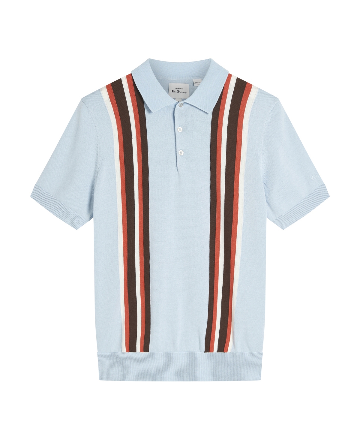 Men's Vertical Stripe Short Sleeve Polo Shirt - Light green