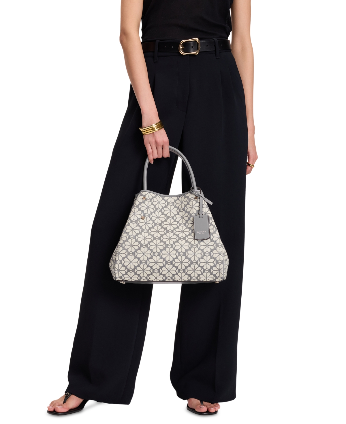 Flower Jacquard Tote Bag - Yellow Multi