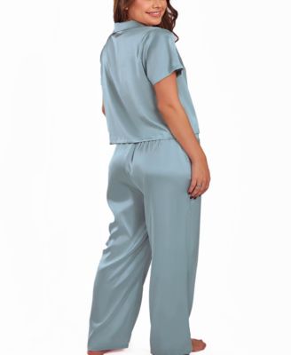 Women's Satin notch Shirt and Pant Pajama Set