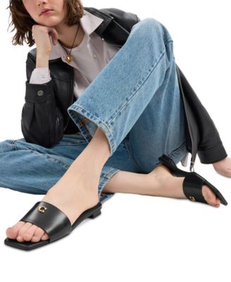 [SALE!!] ★COACH Sculpted C★ サンダル COACH Sculpted C Logo Metallic Leather Slide Sandals | Dillard's