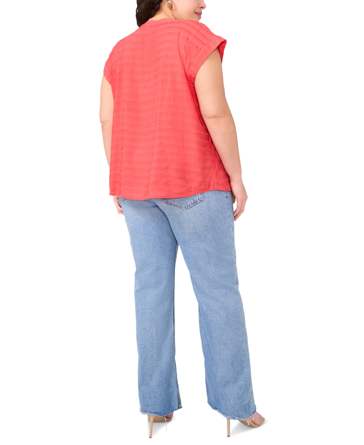 VINCE CAMUTO PLUS SIZE SPLIT-NECK SHORT-SLEEVE BLOUSE 