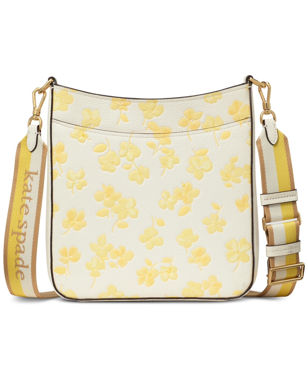 Shop Kate Spade Hudson Spring Pansies Messenger Crossbody In Yuzu Jam Multi
