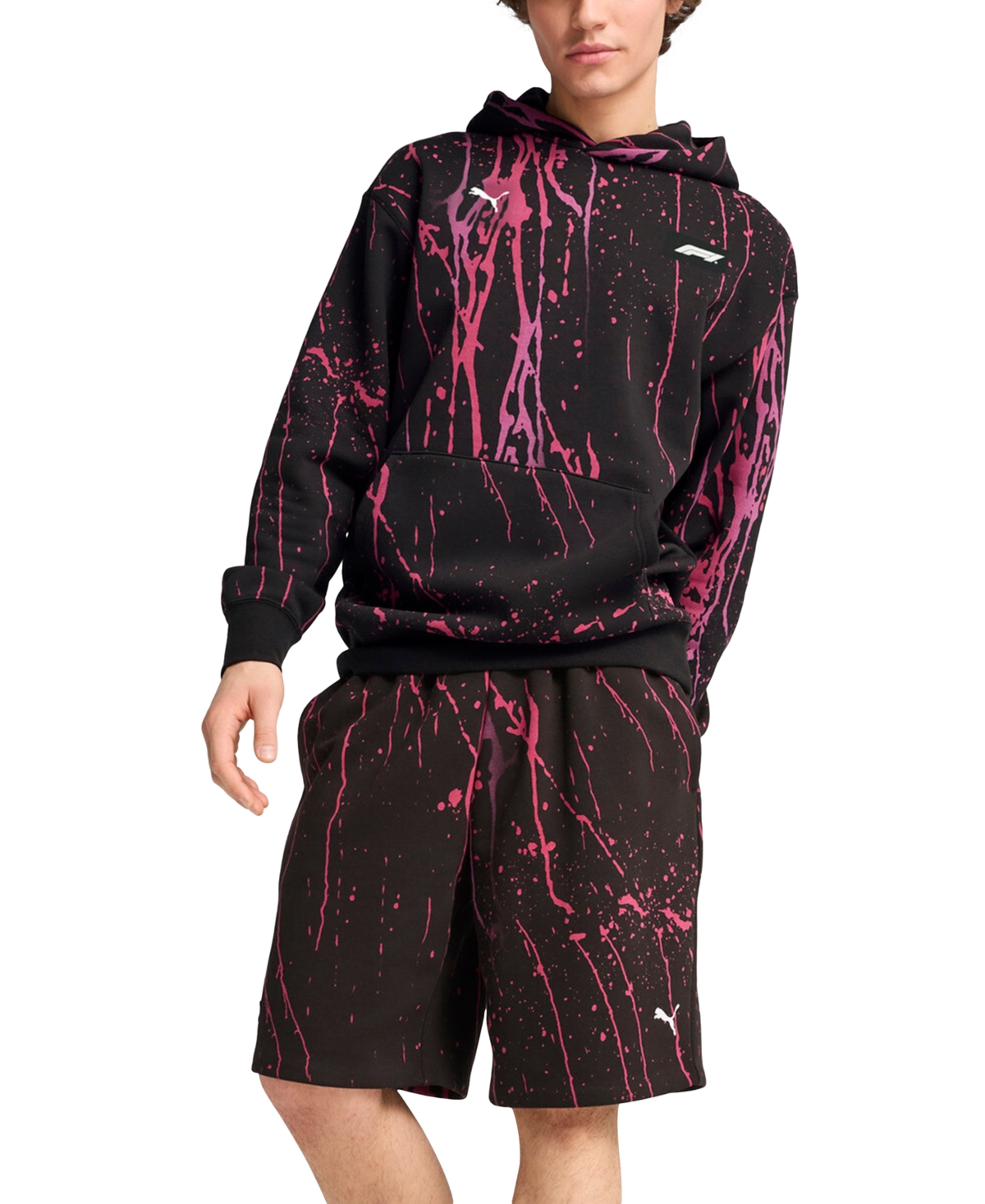 Puma X F1 Men's Splash Color Logo Hoodie In  Black