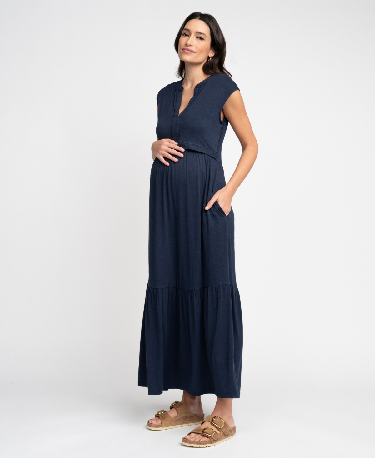 Shop Seraphine Women's Maternity Nursing Dress In Navy