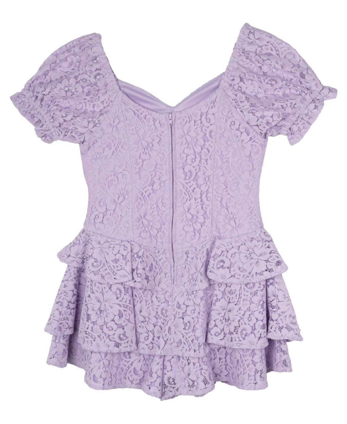 Shop Rare Editions Big Girls Lace Dressy Romper In Lilac