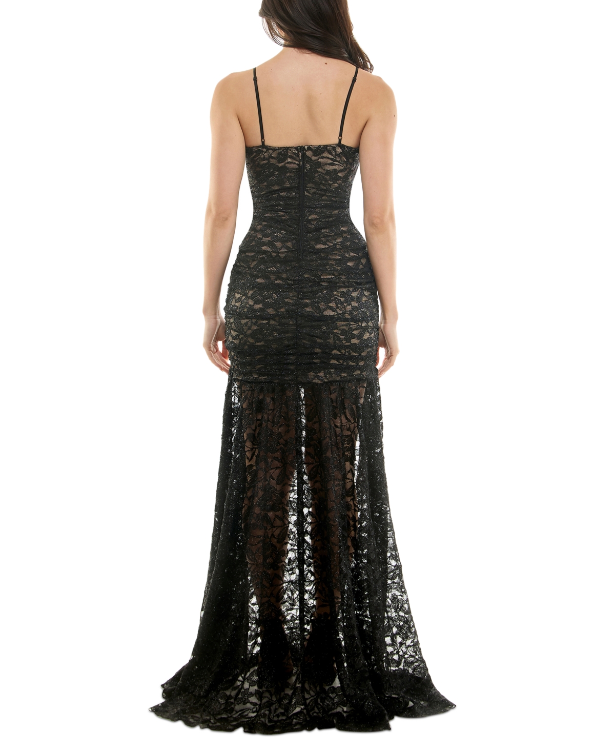 KATIA RAE JUNIORS' SLEEVELESS GLITTER LACE ILLUSION GOWN, CREATED FOR MACY'S 