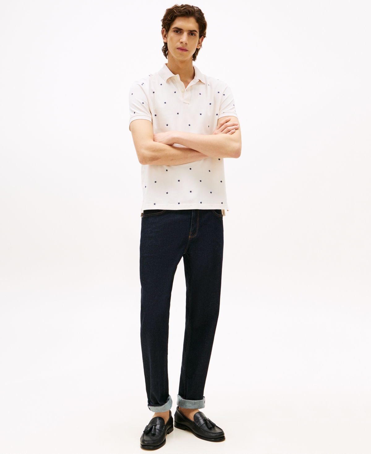 Tommy Hilfiger Regular Fit Allover Star Pique Polo In White