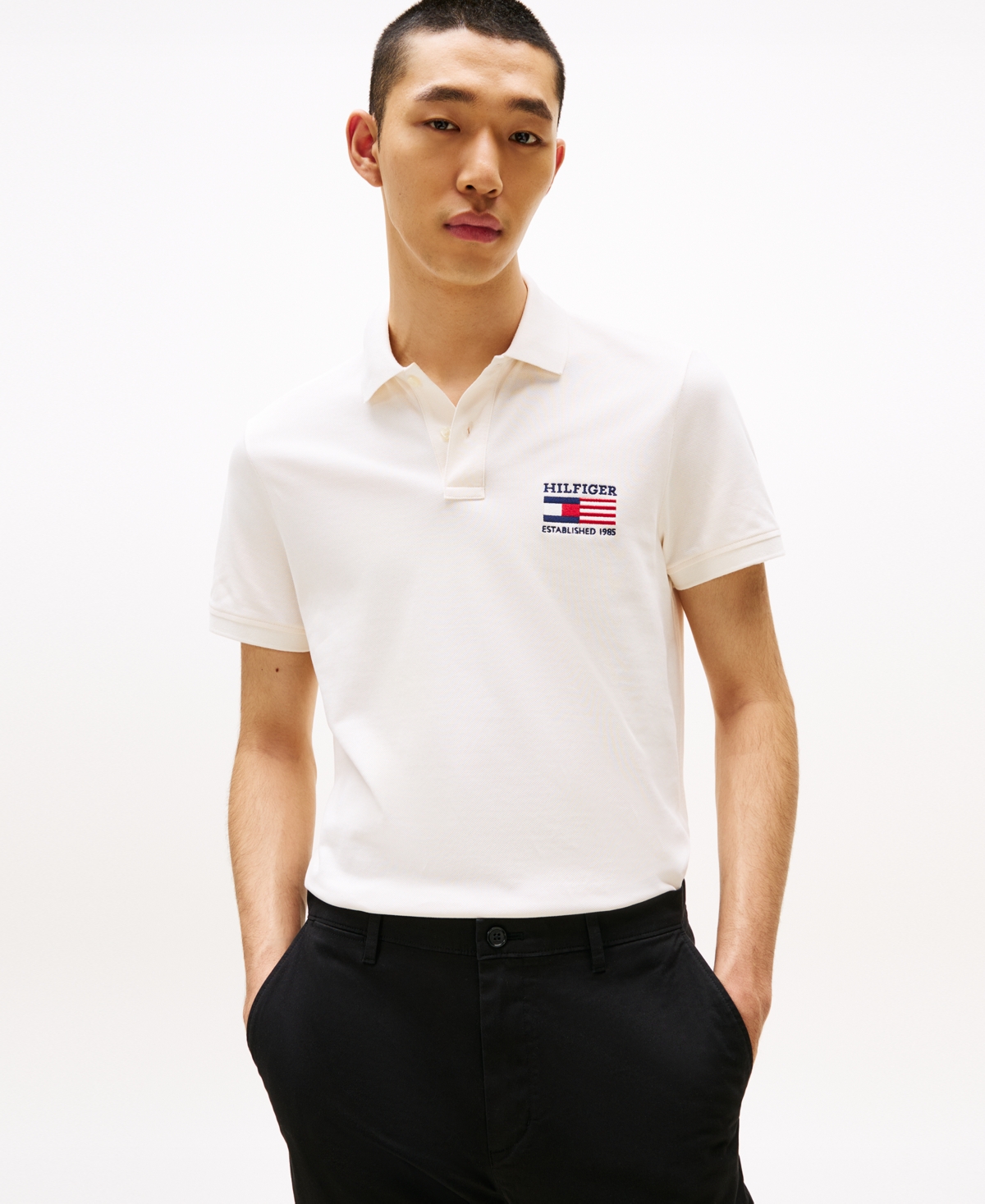 Tommy Hilfiger Regular Fit Embroidered Flag Pique Polo