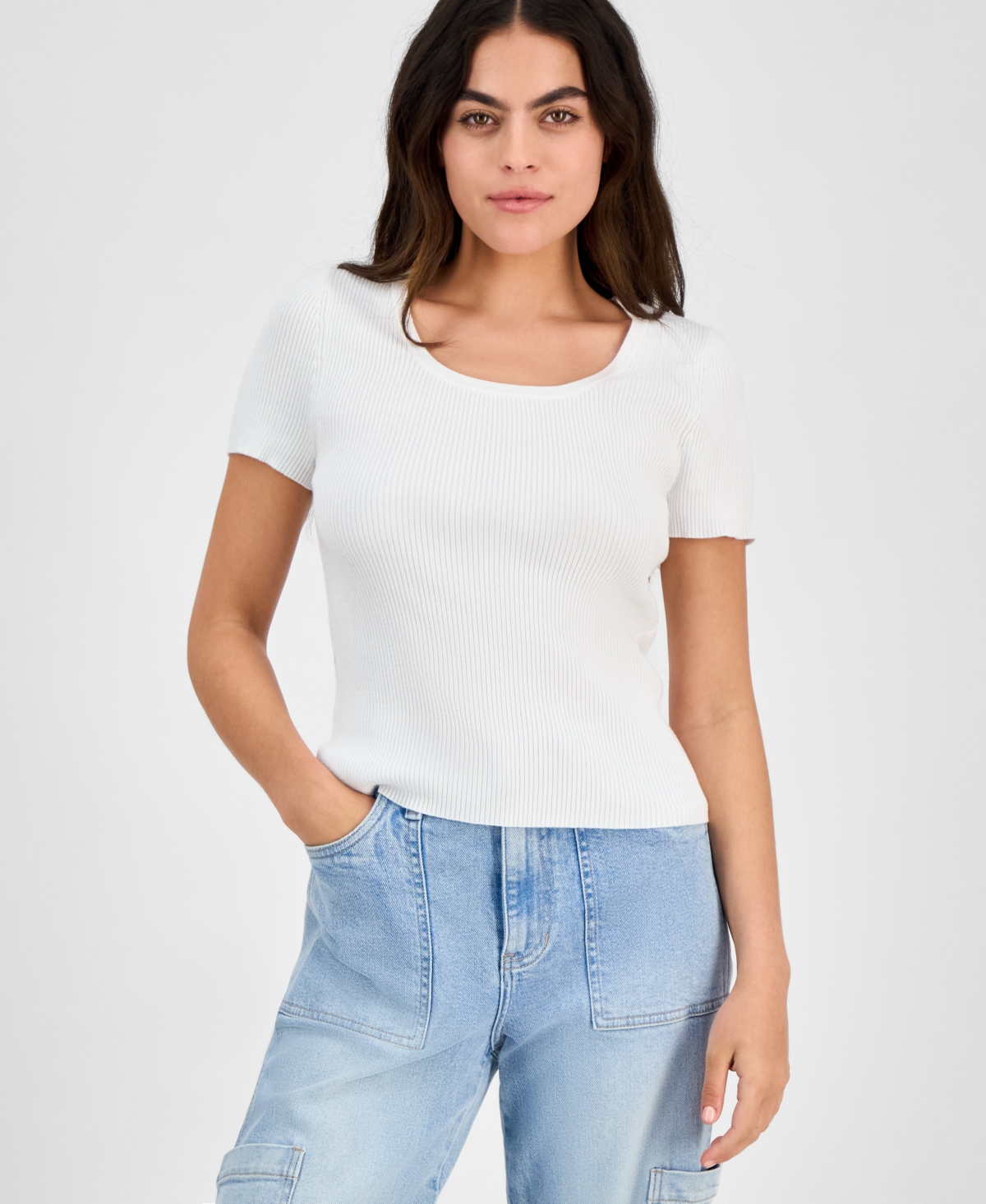 And Now This Women's Boat-neck Layering Long-sleeve Top, Exclusively At Macy's In White